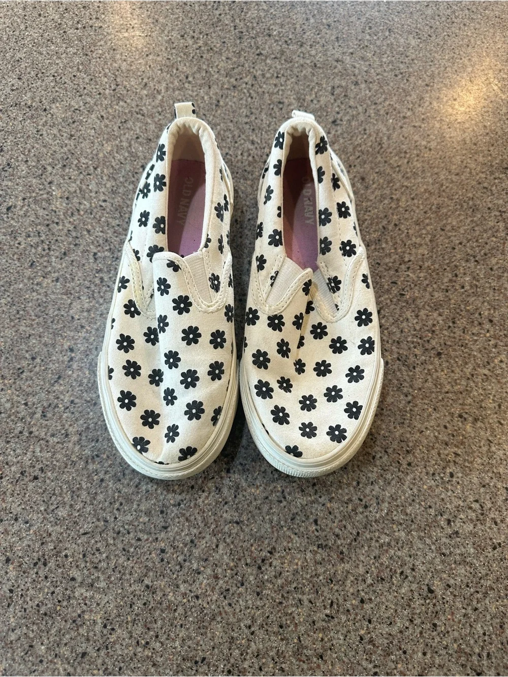 Slip-On Canvas Sneakers in Cream with Black Floral Print